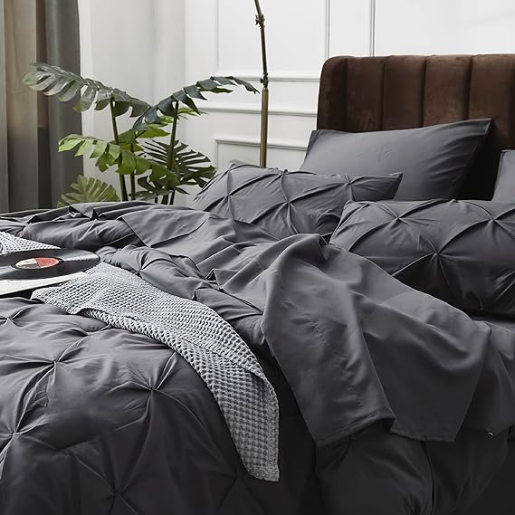 8 PCs Charcoal Pin-tuck Duvet Set