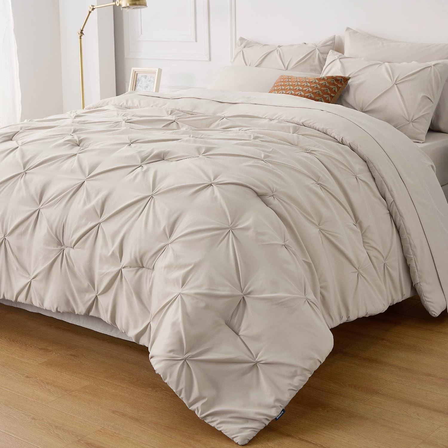 Beige Pin-tuck Duvet Cover