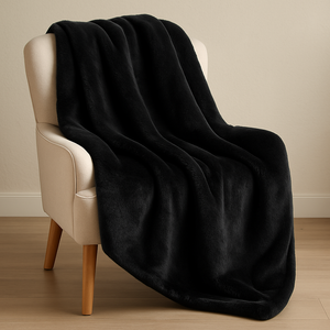 Black Fleece Blanket with Pillowcases