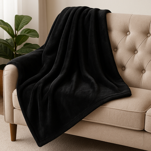 Black Fleece Blanket with Pillowcases
