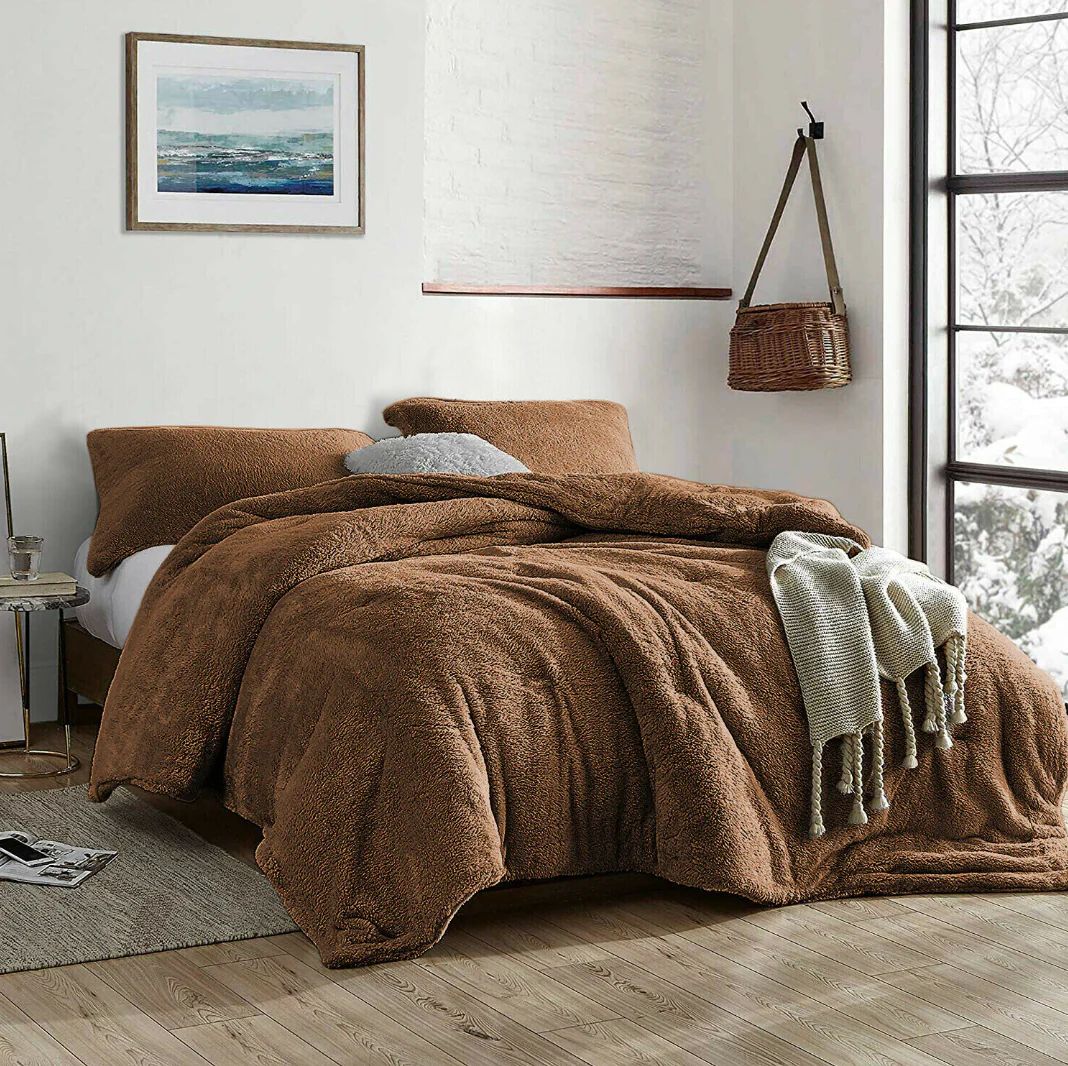 Coffee Fleece Duvet Cover with Pillowcases