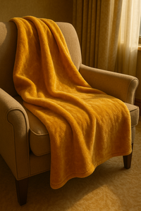 Mustard Fleece Blanket with Pillowcases
