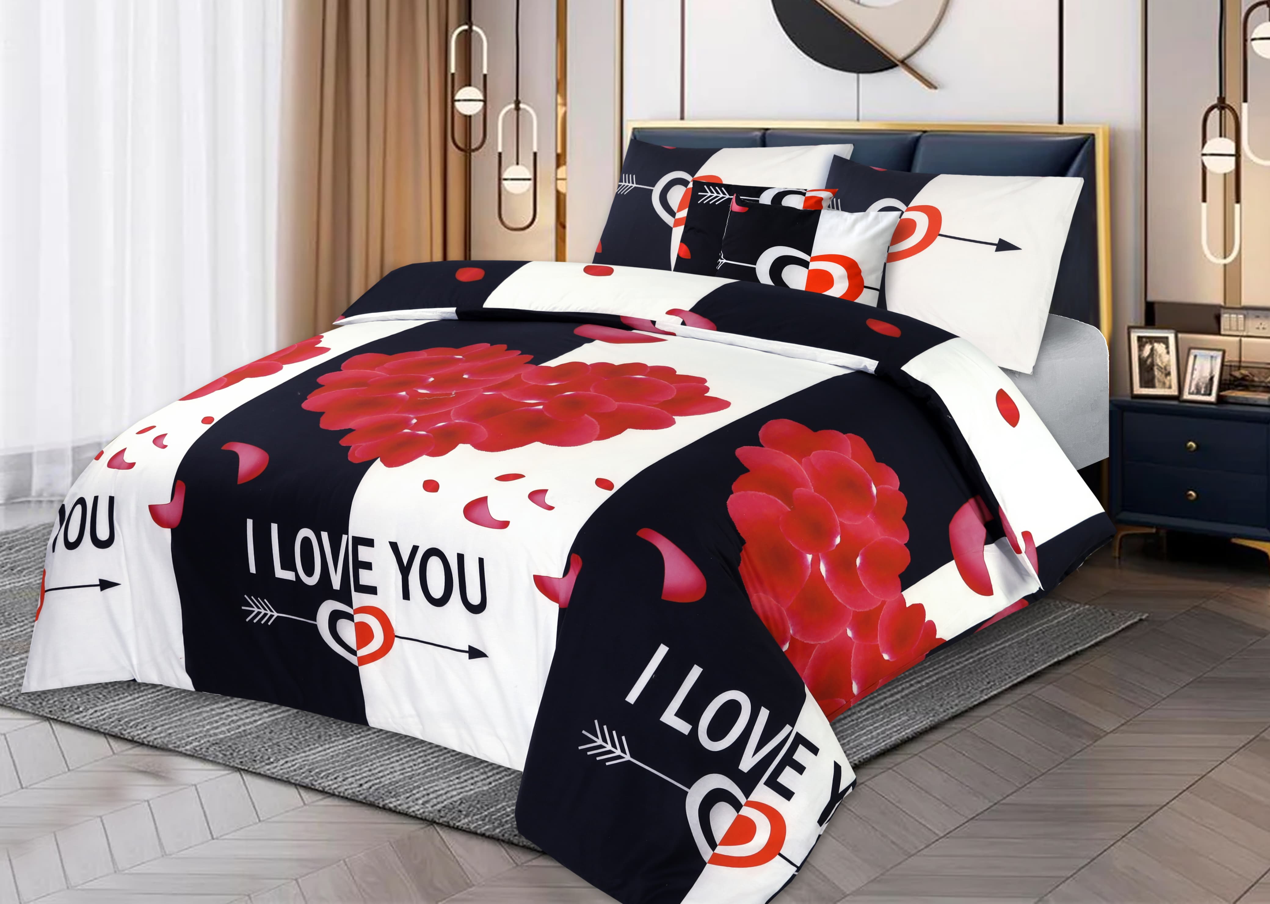 I Love You Digital Print 100% Cotton Percale Bed Set