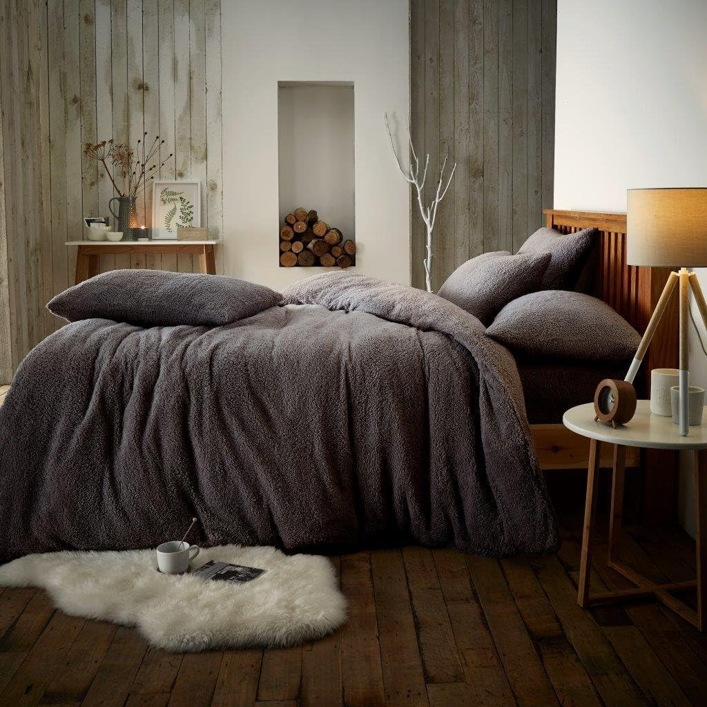 Charcoal Fleece Comforter Cover with Pillowcases