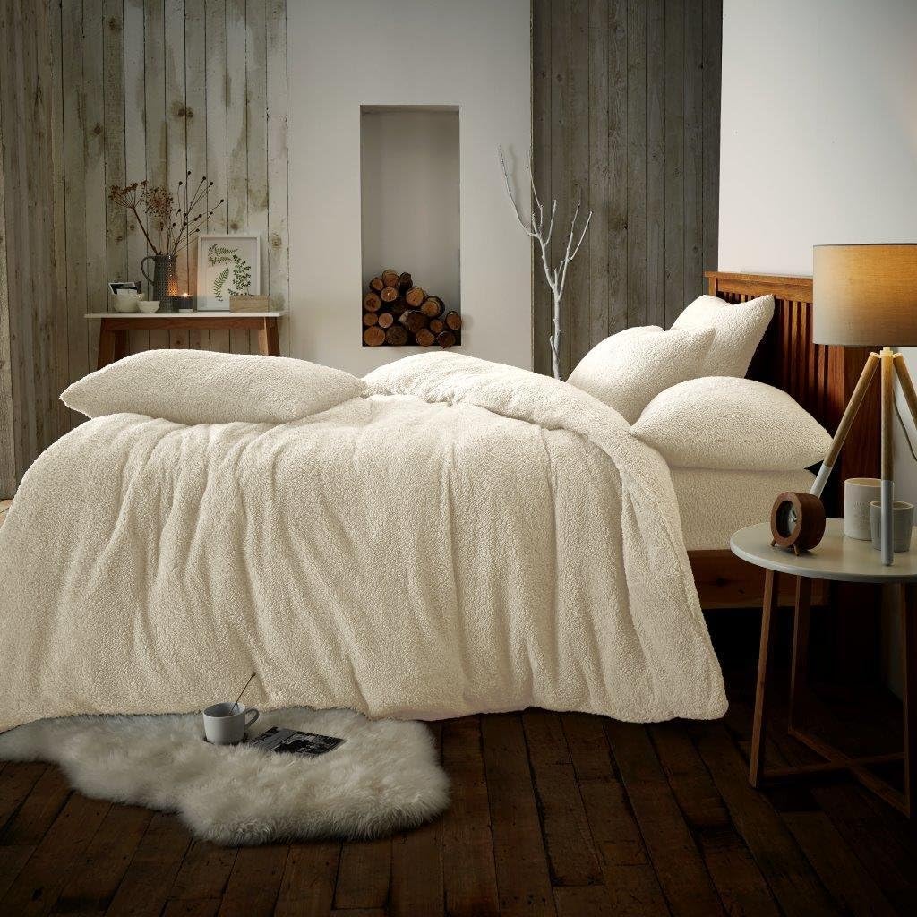 Beige Fleece Duvet Cover with Pillowcases