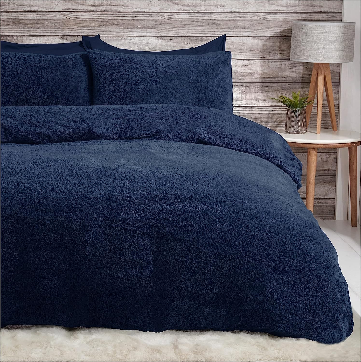 Navy Fleece Duvet Cover with Pillowcases