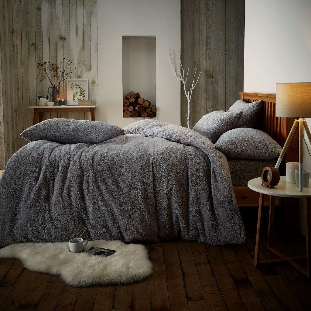 Silver Fleece Duvet Cover with Pillowcases