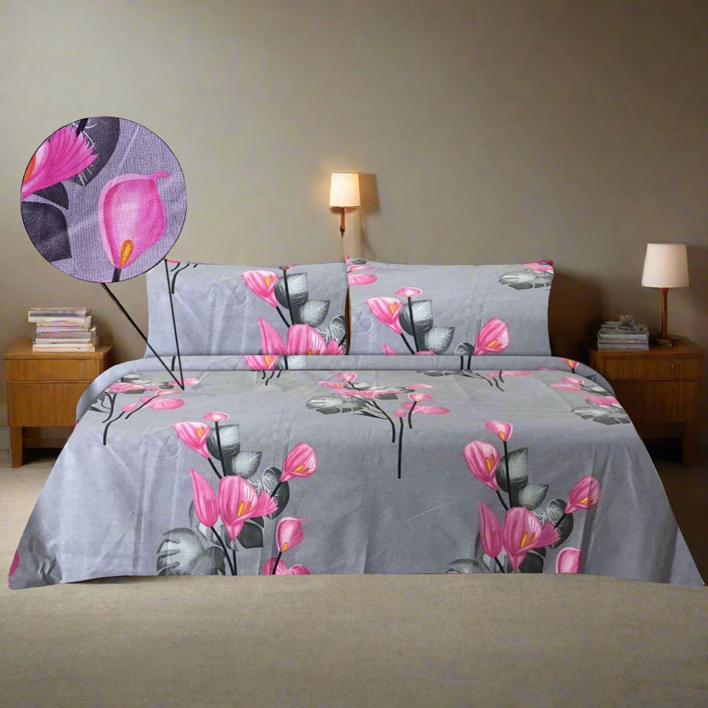 Tranquil Blooms Bed Set (Grey)